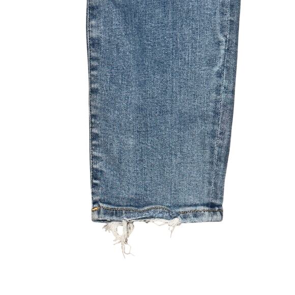 Agolde Sophie Skinny Jeans Women's Size 28 Dare Blue Distressed Raw Hem Mid Rise - Picture 4 of 7
